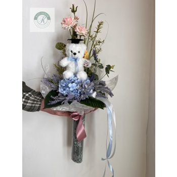 Ballagási virágcsokor plüssel 80 cm 