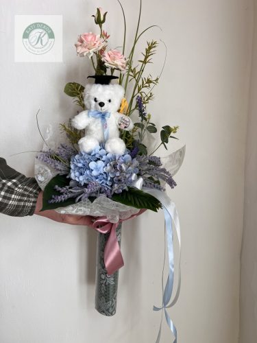 Ballagási virágcsokor plüssel 80 cm 