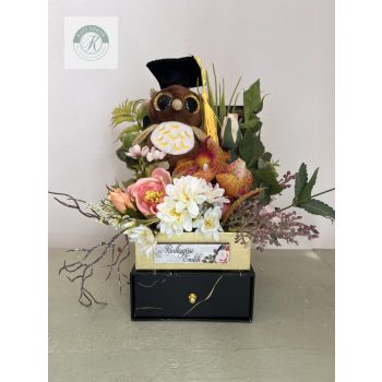 Ballagási virágbox plüssel 35 cm  