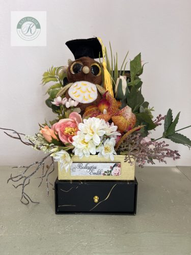 Ballagási virágbox plüssel 35 cm  