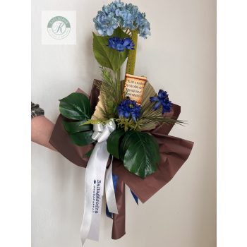 Ballagási virágcsokor fiúnak 80 cm 