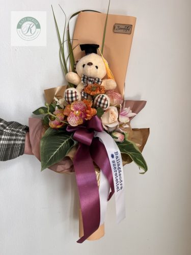 Ballagási virágcsokor plüssel 70 cm 