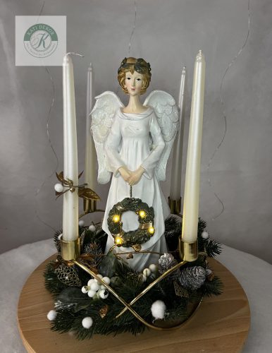 Elegáns angyalkás adventi koszorú 30 cm