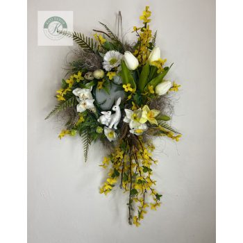 Tavaszi ajtókopogtató nyuszival 30 cm